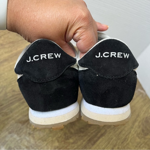 J. Crew White Gray Black Colorblock Leather Trainers Sneakers Size 7 - Picture 8 of 12